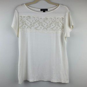 KAREN KANE Off White Lace‎ Detail Tee Sz M